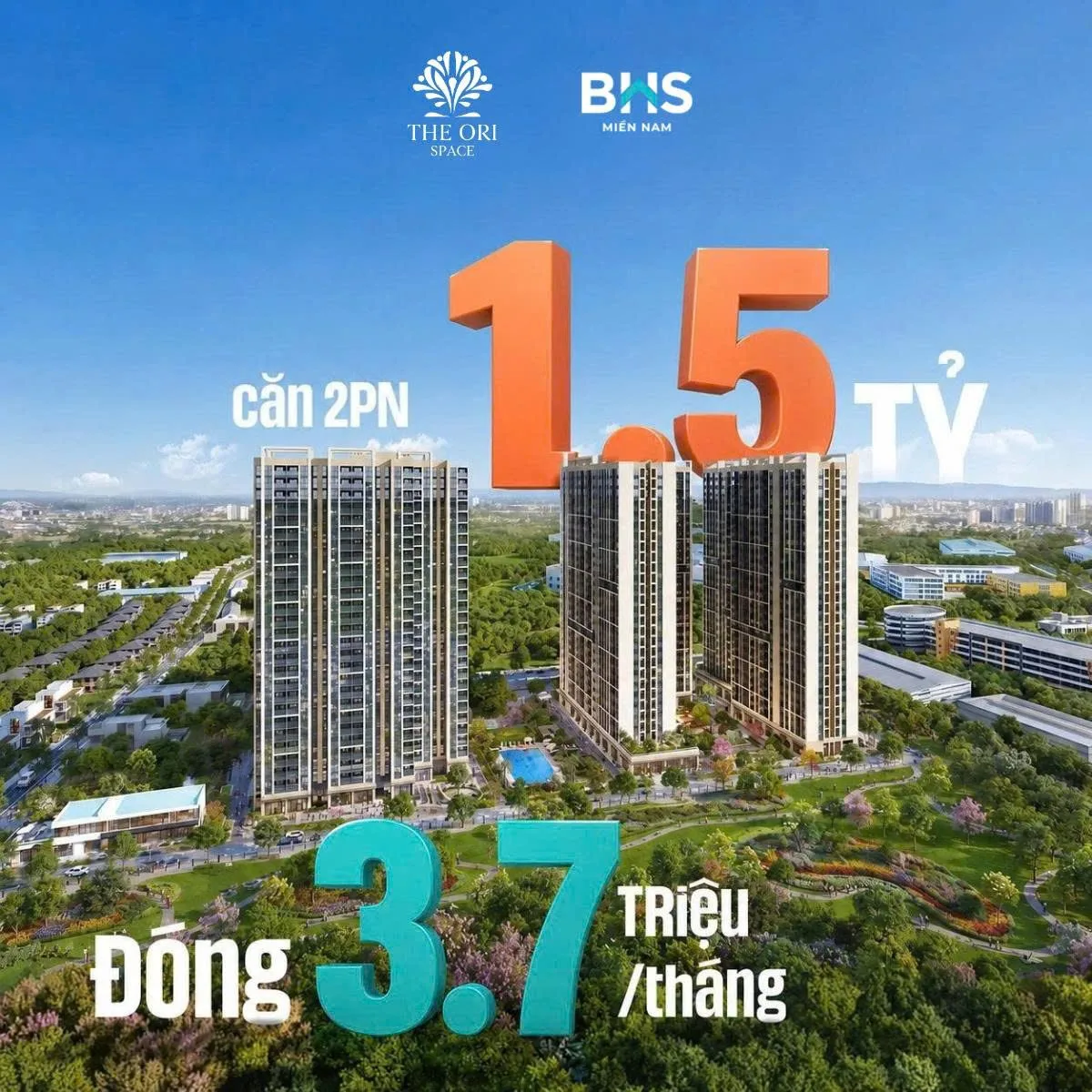 Poster giá dự kiến căn 2PN dự án The Ori Space, Mỹ Hạnh, Tây Ninh