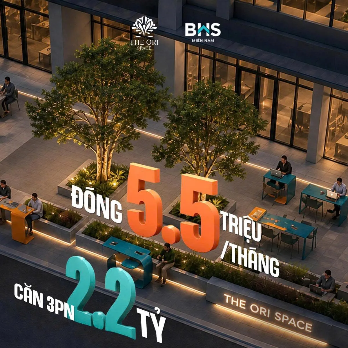 Poster giá dự kiến căn 3PN dự án The Ori Space, Mỹ Hạnh, Tây Ninh