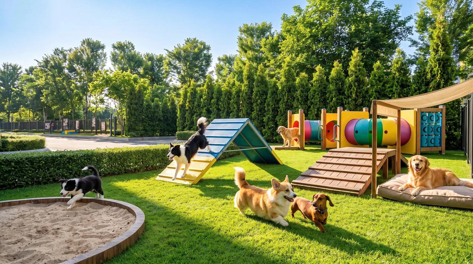 Pet zone sân cỏ có thiết bị vận động cho thú cưng tại The Ori Space, Mỹ Hạnh, Tây Ninh