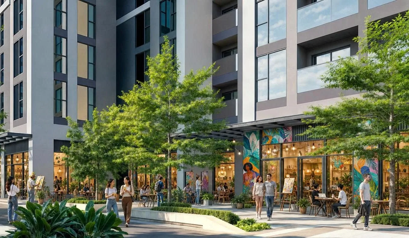 Tuyến phố thương mại dưới chân tòa căn hộ The Ori Space